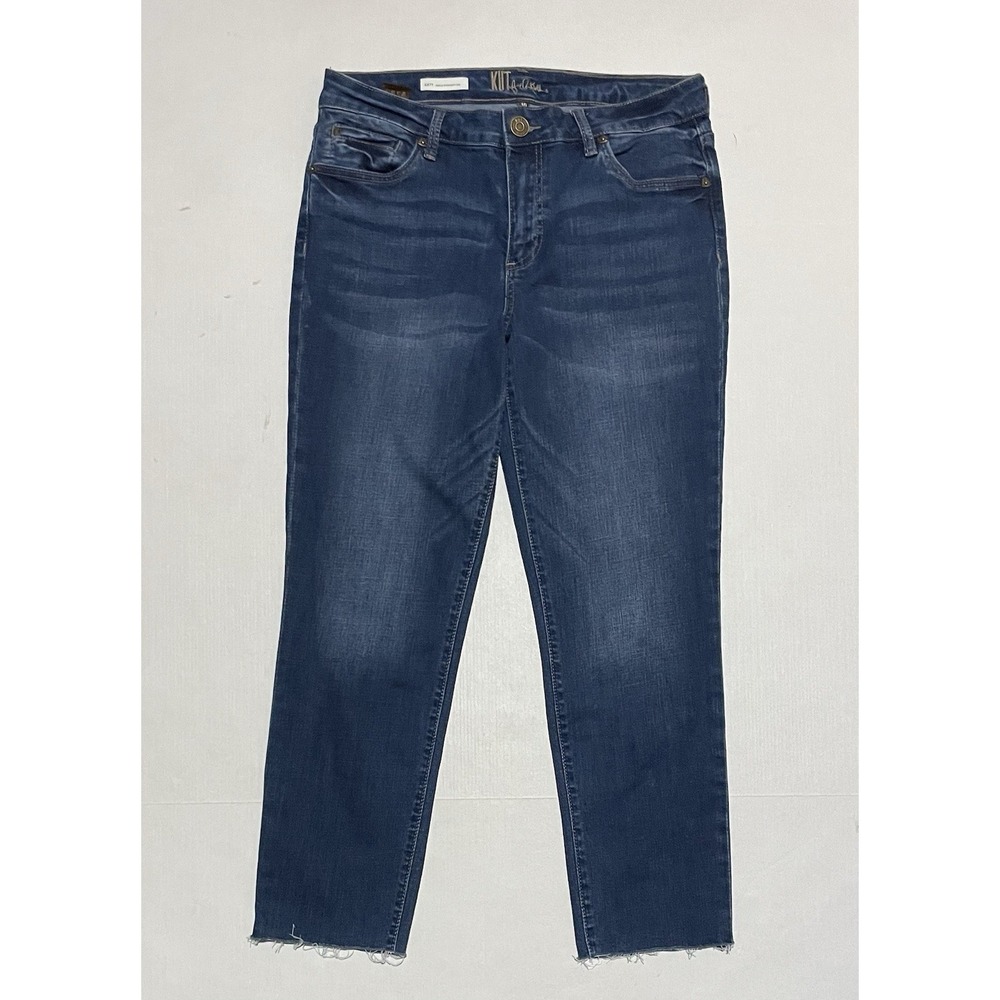 Kut from the Cloth Katy Mid Rise Ankle Straight Leg Jeans Size 10 X 26 Raw Hem